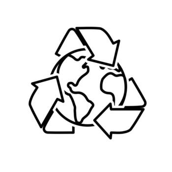 Recycle icon. Sustainability . Recycle arrow symbol with earth in the center. net zero, green energy, web icon. outline design style. vector