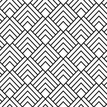 Intertwined black lines are creating a seamless geometric pattern, forming an optical illusion of stacked squares, suitable for backgrounds, textures, and decorative designs vector