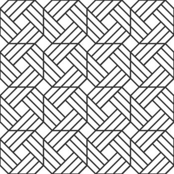 Intertwined black lines creating a geometric seamless pattern with optical illusion effect, ideal for backgrounds, textures, and decorative designs on white background vector