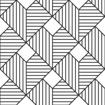 Intertwined lines and cubes form a seamless geometric pattern, creating a captivating optical illusion with its monochrome palette and repetitive structure vector