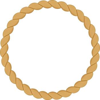 Circular, strong brown rope forming a frame, isolated against a white background, evokes a nautical or western theme, serving as a versatile design element for various projects vector