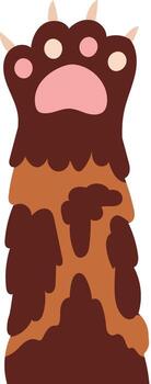 Cartoon illustration featuring a calico cat paw with extended claws, clearly displaying paw pads, set against a clean white background for a striking visual impact vector