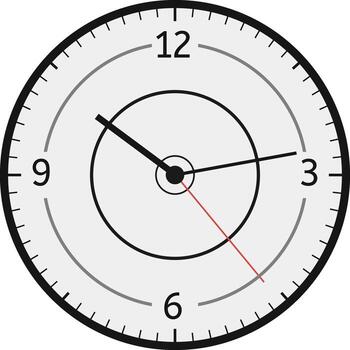 Clock face with hour, minute and second hands indicating twenty past three, isolated on white background, ideal for time management, schedule, or deadline concepts vector