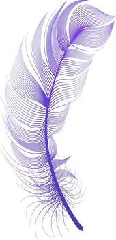 Light purple feather floating gently, creating a sense of delicacy, purity, and softness against a clean white backdrop, symbolizing lightness, peace, and tranquility vector