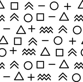 sin costura modelo presentando geométrico formas me gusta triangulos, cuadrícula, círculos, más y menos señales, y ondulado líneas, ofrecimiento un moderno y minimalista diseño ideal para varios aplicaciones vector