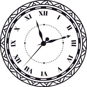 Classic clock face design featuring intricate roman numerals and ornate decorative elements, capturing the essence of time's passage and exuding timeless elegance vector