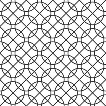 Seamless geometric pattern creating a decorative surface with intersecting circles, ideal for backgrounds, textiles, and various design applications vector