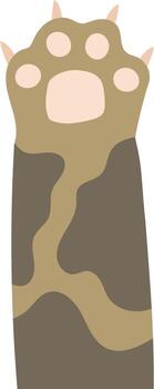 Cat paw with extended claws showing paw pads and fur pattern on a white background, representing concepts like pets, feline anatomy, and animal themes vector