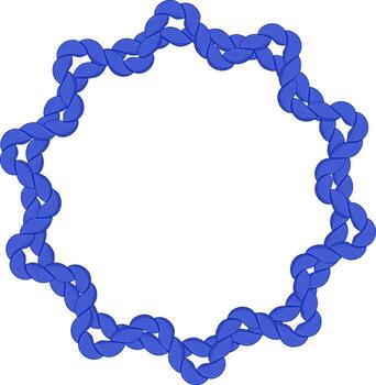 Thick blue braided rope creating a stunning circular frame against a clean white background, ideal for enhancing various design projects and decorative elements vector