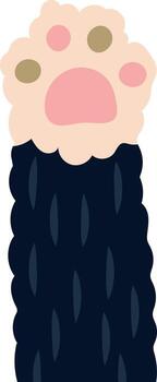 Cartoon illustration featuring an adorable cat paw with soft pink and brown pads, displaying tiny claws, all set against a crisp white background for a clean, minimal look vector