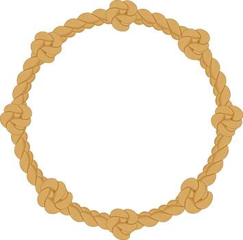 Thick, knotted rope forms a perfect circle, creating an empty space ideal for framing text or designs, showcasing the intricate details of the nautical inspired border vector