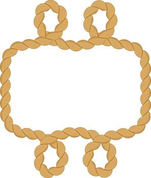 sin problemas bucle, grueso, texturizado cuerda formas un rectangular marco, adornado con decorativo bucles a el parte superior y abajo, creando un náutico o rústico temática frontera vector