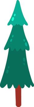 Stylized drawing of a fir tree featuring a brown trunk and layered branches, creating a charming element for children's illustrations or festive projects during the holiday season vector