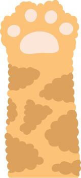 Cartoon illustration featuring a cat paw with distinct pads and a playful spotted fur pattern, radiating charm and cuteness while capturing the essence of a delightful feline companion vector