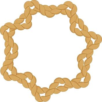 Braided rope forming a star shape frames a white background, creating an elegant nautical or maritime design element perfect for various creative projects vector
