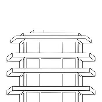 Office building architecture flat line vector