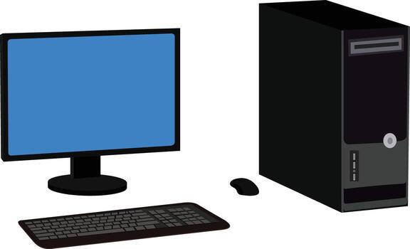 Professional desktop computer setup ideal for office work or home study, modern technology and efficiency vector