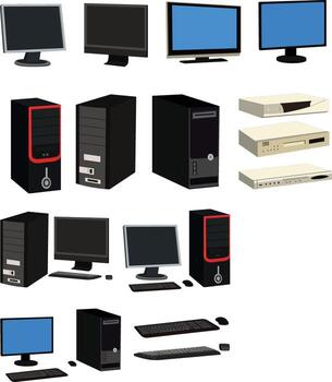Various computers and monitors collection vector