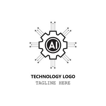 tech logo design with gears and ai vector