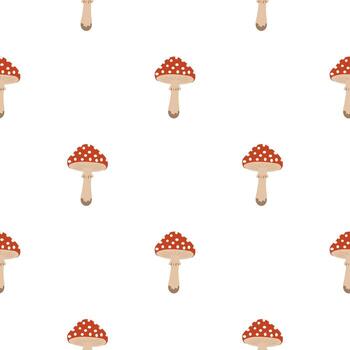 mínimo sin costura modelo con mosca agárico hongos en blanco antecedentes. vector