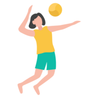 mulher jogando voleibol. menina pulando açao ilustração png