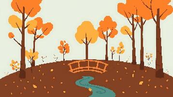 Colorful autumn trees and a bridge vector