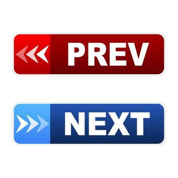 Navigation buttons Prev and Next .illustration vector