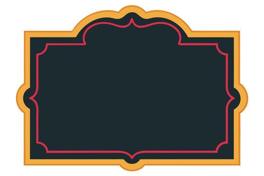 Elegant Dark Slate Signboard with Ornate Gold and Red Frame, Perfect for Vintage Design Projects, Adding a Classic and Refined Touch vector