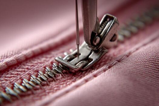 A close up of a zipper with a sewing machine photo