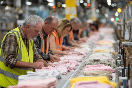 Workers at an amazon warehouse in australia photo