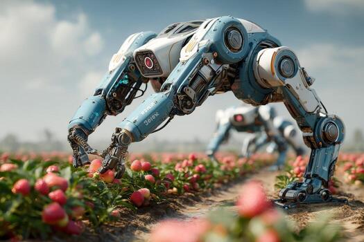 Robot in apple field photo