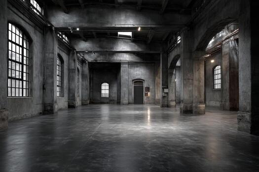 An empty room with a lot of windows and a lot of light photo