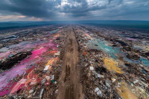 A view of the garbage dump from above photo