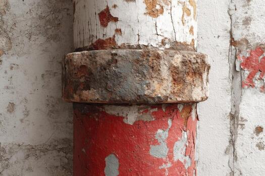 A close up of a red and white pipe photo