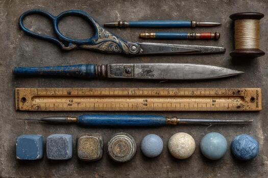 un variedad de herramientas y materiales puesto fuera en un mesa foto