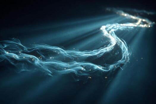 Blue smoke and light coming from the water photo