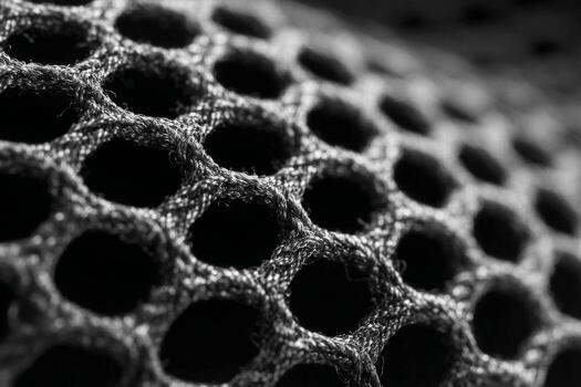 Black and white photo of a mesh fabric