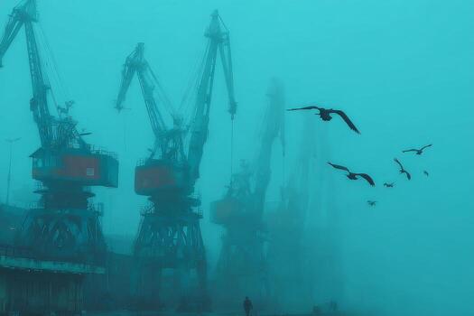A foggy day at the port photo