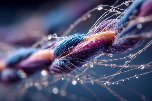 A close up of a colorful string of yarn photo