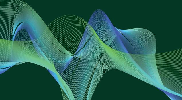Blend Wavy Background Green Cyan Gradient Curved Abstract Design Illustration vector