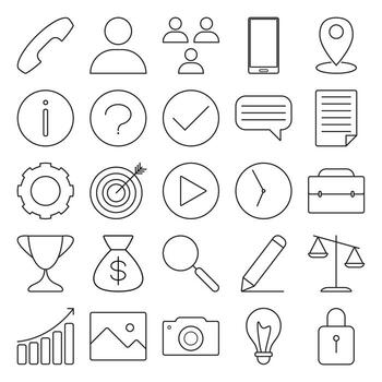 Set of line icons for graphical user interface of mobile applications vector