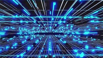 dinâmico azul digital rede túnel com dados fluxo, perfeito para tecnologia e futurista temas video