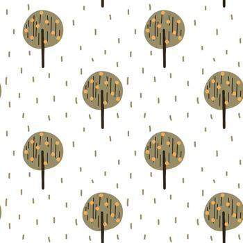 Green Tree Seamless Pattern for Nature Themed Fabric and Wrapping vector
