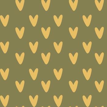 Seamless Heart Pattern on Olive Background for Stylish Wrapping Paper and Fabric Prints vector