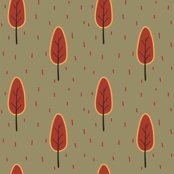 Tree Seamless Pattern in Autumn Colors for Wrapping and Textile vector