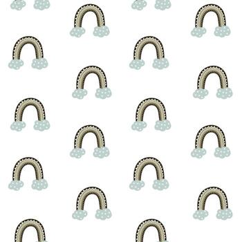 sin costura arco iris y nube modelo para niños envase papel guardería y suave diseño vector