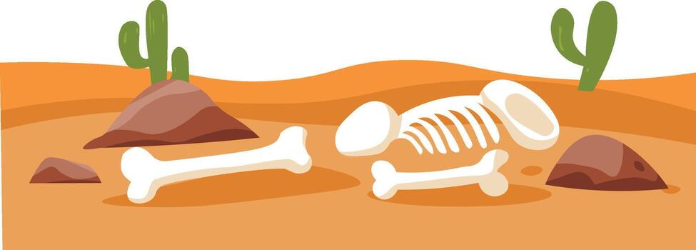 fossils and bones on desert vector