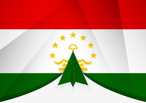Tajikistan Flag with Abstract Paper Airplane Design, National Flag in a geometric folded paper style. vector