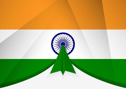 India Flag with Abstract Paper Airplane Design, National Flag in a geometric folded paper style. vector