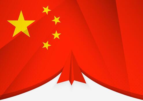 China Flag with Abstract Paper Airplane Design, National Flag in a geometric folded paper style. vector